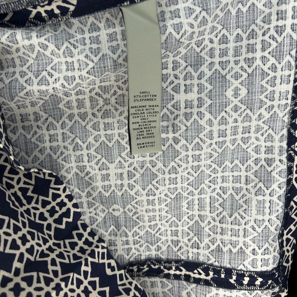 Women’s Eliza J Blue White Geometric Cotton Spandex Designer MIDI Dress Size 6 - Picture 4 of 4